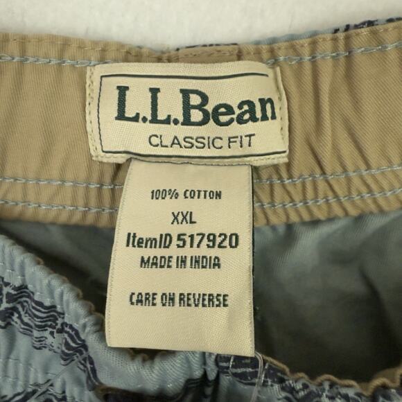 L.L.Bean Dock Shorts XXL Blue Fish Print Classic Fit NWT - Picture 2 of 10